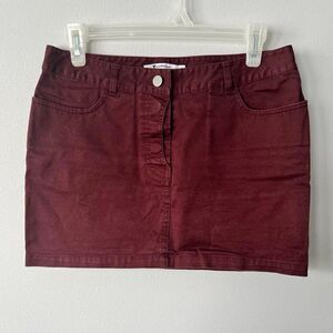 T by Alexander Wang Merlot Red Denim Skirt Size 27